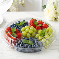 Boîte d'emballage ronde pour fruits frais à 6 compartiments, conteneur en plastique de haute qualité pour fruits coupés frais avec couvercle transparent