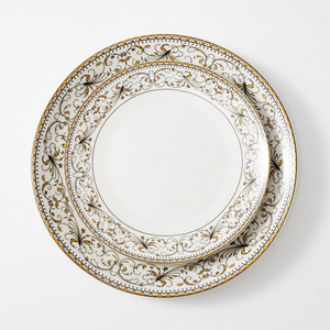 2025 New Pháp Cổ Điển Gốm Ăn Sáng Tấm Đồ Ăn Vòng Cổ Điển Sang Trọng Xương Trung Quốc Sứ Tấm Bộ Đồ Ăn - Product Image 5