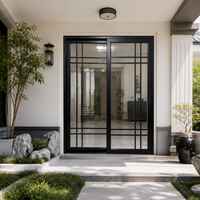 Porte coulissante double en alliage d'aluminium moderne, résistante à l'humidité, pour salle de bain intérieure