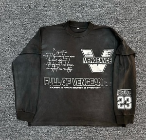 Biểu Tượng Tùy Chỉnh Dtg In Hai-Mảnh Đồ Họa T-Shirt 100% Cotton Quá Khổ Nhiệt Dài Tay Áo Thời Trang Dạo Phố Áo Sơ Mi - Product Image 1