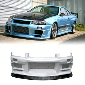 Paragolpes Delantero de Fibra de Vidrio DO LUCK con Recortes para Faros Antiniebla para Skyline R34 GTR 1999-2002, Fácil Instalación - Product Image 2