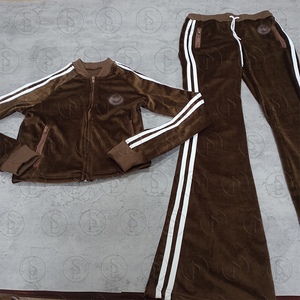 Ensemble de survêtement court <span class=keywords><strong>en</strong></span> velours 2 pièces pour <span class=keywords><strong>femme</strong></span>, veste à col montant, costume de soirée, ensemble de yoga, vêtements de détente, ensemble de vêtements pour <span class=keywords><strong>femme</strong></span> avec LOGO personnalisé - Product Image 5