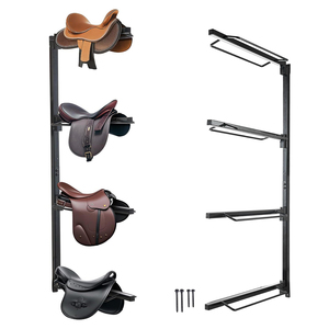 2 Supports Muraux Pour Selle De Cheval – 4 Niveaux Réglables – Acier Robuste