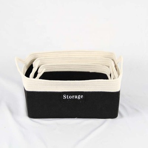 Giỏ Đựng Đồ Giặt Để Bàn Ba Món Bán Chạy Nhất Có Tay Cầm Giỏ Đựng Đồ Giặt Bằng Nỉ Hộp Đựng Dây Cotton Dệt Xếp Chồng Được - Product Image 2