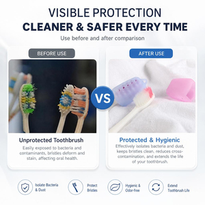 Breathable Silicone <b>Toothbrush</b> Head Cover with Ventilation Holes Keeps Brush Dry Food Grade <b>Toothbrush</b> Protector for <b>Travel</b> - Product Image 2