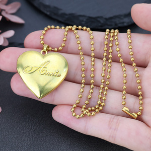 Bijoux Vintage à la mode unisexe en laiton brut pendentif à breloque collier fleur coeur Photo médaillon collier pour Couple famille cadeaux - Product Image 6