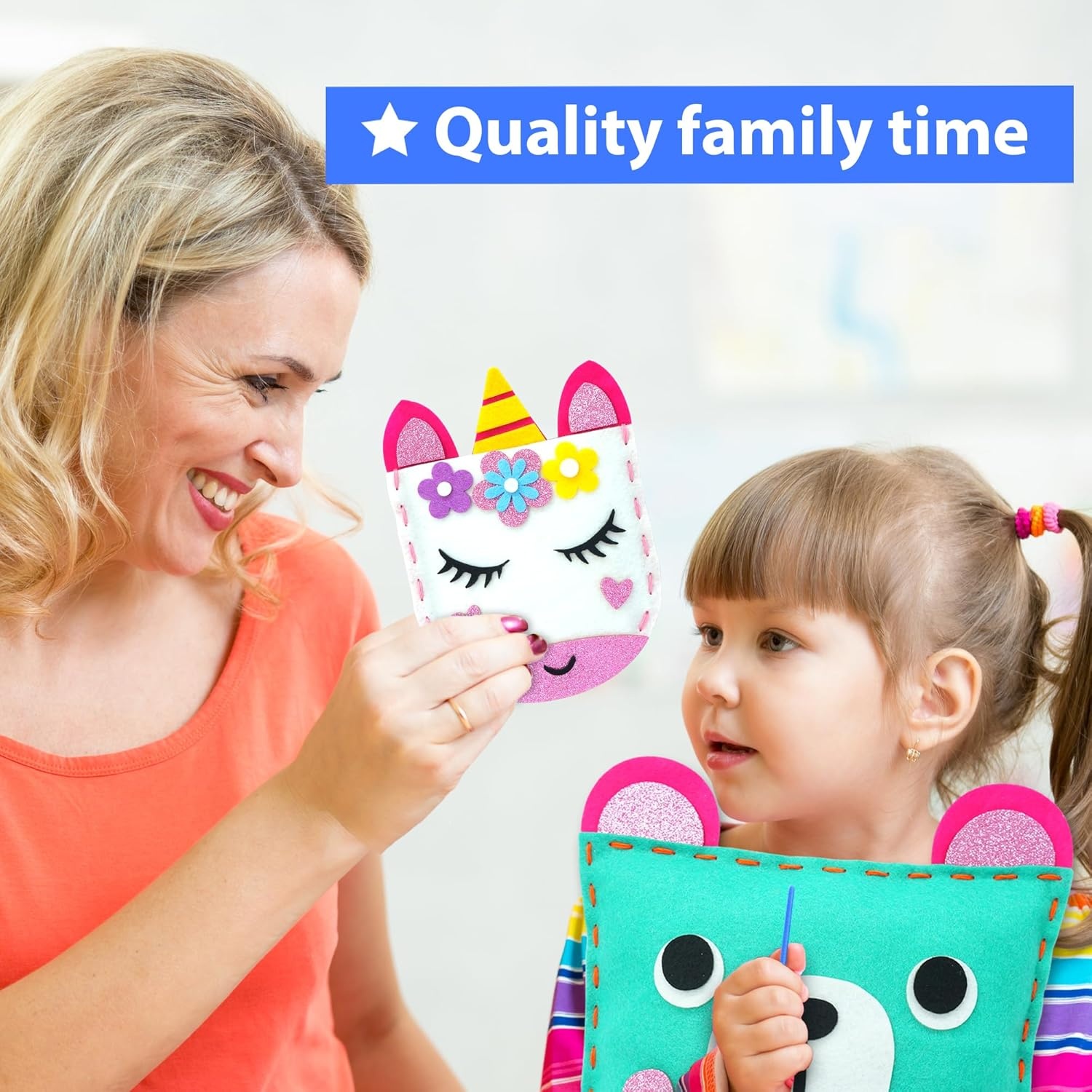 Kit De Couture Pour Enfants - Licorne En Feutre - Activité Manuelle DIY - Avec Aiguilles En Plastique Et Fils - Âge 6+