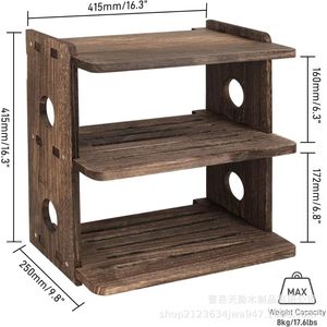 Wooden Wall Mounted Projector <b>Shelf</b> 3 Tier Router Storage <b>Rack</b> For Living Room Desktop Organization - Product Image 4