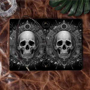 A6 Cuaderno Vintage hecho a mano con cierre de corbata Papel extraíble Regalo de <span class=keywords><strong>cumpleaños</strong></span> perfecto para el amigo del primo con calavera con Orna - Product Image 6