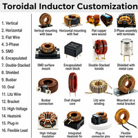 Inducteur toroïdal personnalisé en ferrite MnZn, tolérance d'inductance ±5%, fil OFC 99,95%, courant élevé, faible DCR, suppression du bruit EMI