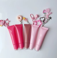 Pack Vente Flash 15ml Tube de Gloss à Lèvres en Plastique Rechargeable avec Bouchon à Vis Rose Brun Emballage de Tube à Presser Personnalisé avec Étiquette Privée