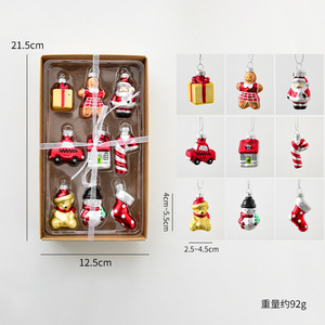 Ensemble d'ornements de Noël en verre Yuglow, bonhomme de neige, Père Noël, homme en pain d'épices, pendentifs suspendus, décorations pour arbre de Noël - Product Image 3