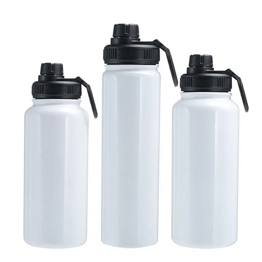 Botella de agua con logotipo personalizado, termo largo de medio galón de acero inoxidable para deportes, gimnasio, 18oz, 20oz, 32oz