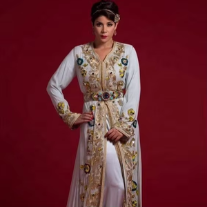 Elegante Vestido Kaftan de Novia con Bordado Zardozi Pesado, Vestido de Fiesta Largo Hasta el Suelo para Mujer - Product Image 5