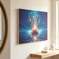 Impression sur toile Lotus Lumineux, Art Mural Ciel Étoilé, Eau Magique, Encadré Numérique Huamiao, Décoration Moderne pour Salon et Chambre