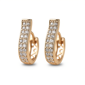 E4557 White Gold <b>Hoop</b> <b>Earrings</b> Diamond Channel Setting Women's Luxury <b>Fine</b> Jewelry - Product Image 1