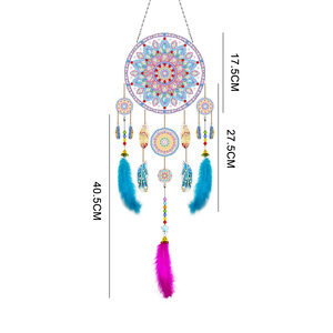 Mandala capteur de rêves bricolage carillons éoliens peinture diamant pour enfants 6-8, diamant Arts suspendus pendentif fenêtre Art fournitures - Product Image 4