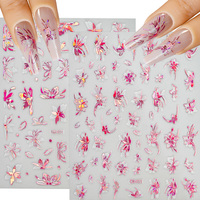 6 pièces/ensemble coloré papillon fleurs ongle autocollant printemps été Floral ongles breloques décalcomanies décoration bricolage manucure accessoires