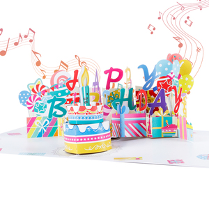 Tarjeta <span class=keywords><strong>de</strong></span> <span class=keywords><strong>Cumpleaños</strong></span> 3D Pop-up Winpsheng con Luces y Música, Vela Soplable, Tarjeta Plegable <span class=keywords><strong>de</strong></span> 180 Grados - Product Image 5