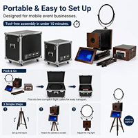 Machine Photobooth Portable Vintage pour Selfies, Coque en Bois pour Appareil Photo Reflex Numérique avec Support d'Imprimante