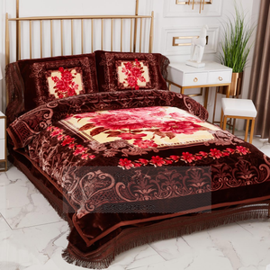Ensemble de 4 couvertures Raschel de luxe pour lit king size, double épaisseur, réversibles, en flanelle Raschel, pour l'hiver - Product Image 6