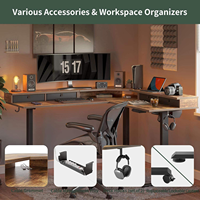 Table de bureau électrique moderne personnalisée en forme de L Tiroirs de bureau sur pied en acier inoxydable à triple moteur intelligent et hauteur réglable