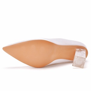 <span class=keywords><strong>Chaussures</strong></span> à talon carré transparent en cristal, bout pointu, pour soirée dansante, mariée, en satin de soie, longues - Product Image 6