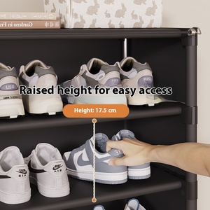 Meuble à chaussures multi-niveaux en métal <span class=keywords><strong>NFS</strong></span>, anti-poussière, sur pied, pour salon, dortoir, petit espace - Product Image 4