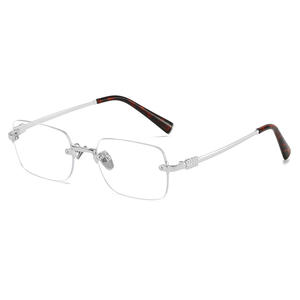 Monturas de gafas cuadradas sin montura Qian Ai, metálicas, con filtro de luz azul para mujer, montura pequeña N2-20532 - Product Image 5