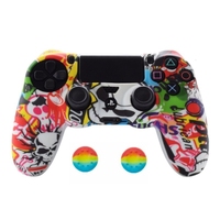 Housse de manette de jeu en silicone souple 2 capuchons de manette pour manette PS4
