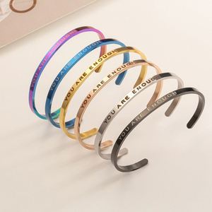 Custom <b>Engraved</b> Hand Cuffs Metal Engrave Stainless Steel New Bar Id Plates for Bracelet for Engraving - Product Image 3