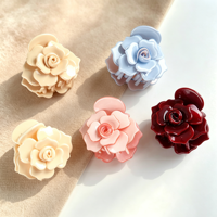 Pince à cheveux de luxe en acétate de haute qualité, motif rose 3D, type requin, pour chignon arrière, accessoires capillaires pour femmes