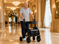 Déambulateur pliant multifonctionnel avec siège, nouveau design, 4 roues, capacité de 136 kg, pour les acheteurs internationaux