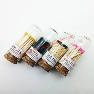 Custom Sticks Long Matches In Glass Jar Safety Holder Tip Personalized Decorative Household Match Strike Jars