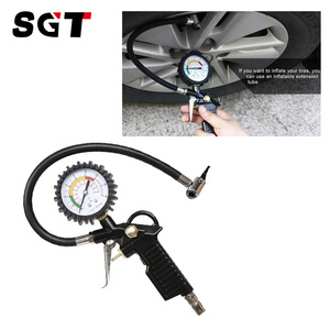Max 220 Psi Mechanische Bandenspanningsmeter Auto Bandenspanningsmeter Met Inflator Metalen Constructie Rubberen Buis Inbegrepen - Product Image 3