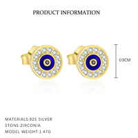 Boucles d'oreilles personnalisées de haute qualité en argent sterling 925 Oeil du diable en micro zircone Luxe léger Premium