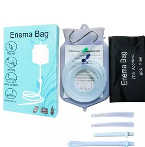 Professional Design Enema Douche Bag Kit Silicone Medical Grade PVC Enema Bag