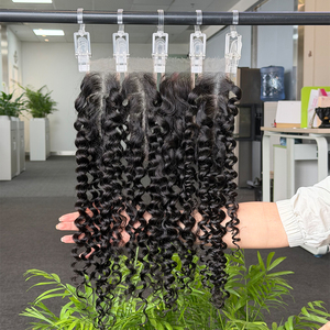 Vente en gros de cheveux humains brésiliens vierges 100% naturels, closure HD 2x6 à ondulations naturelles, 14-20 pouces, couleur naturelle - Product Image 1