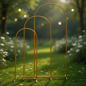 Ensemble d'arches de mariage en fer forgé trois pièces 5,9 pi 4,9 pi 3,9 pi Or Portable Style Arche Décoration de Jardin - Product Image 2