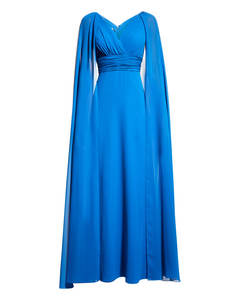 Lujoso y elegante vestido de noche de gasa con manga larga y cintura para fiesta - Product Image 4