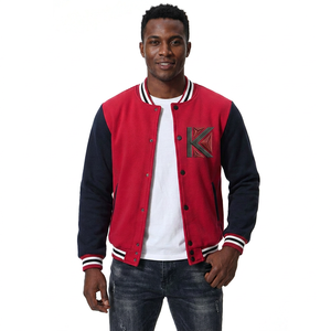 Wholesale 2025 New Custom Men's <b>Varsity</b> <b>Jacket</b> K-VJ-179 Letterman Leather Sleeves Stand Wool College Winter Fashion Embroidery - Product Image 1