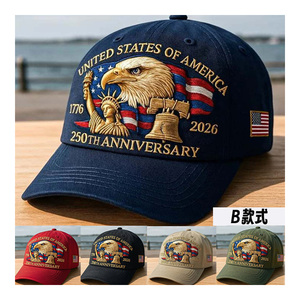 Venta al por Mayor de Gorras con Bordado de la <span class=keywords><strong>Bandera</strong></span> de EE. UU. para el 250 Aniversario de la Independencia de EE. UU., Unisex, Ajustables, Disponibles en Stock - Product Image 1