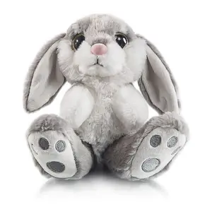 Long Hair Rabbit Toy Gray Custom Animaux Cute Animal Soft Big Eye Plush Boy Girl Doll Bunny Unisex Candy Toys Anime Toys 85 144g