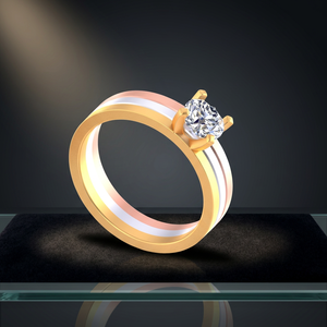 18K Gold Plated Stainless Steel Zircon <b>Couple</b> <b>Ring</b> Round Stone Claw Setting Wedding Engagement Jewelry - Product Image 1