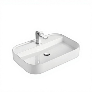 Lavabo Cuadrado Moderno de Cerámica con Montaje de Grifo de un Solo Orificio, Ecológico, Fácil de Limpiar, Instalación Rectangular en Encimera para Hotel - Product Image 3