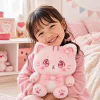 Juguete de Peluche de Gato Triste Rosa Personalizado Directo de Fábrica, Adorable, Servicios OEM, Impresión de Logotipo y Texto como Regalo Promocional