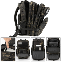 Sac à dos tactique imperméable 45L avec porte-bouteille, grand patch Velcro Molle pour la randonnée et le camping