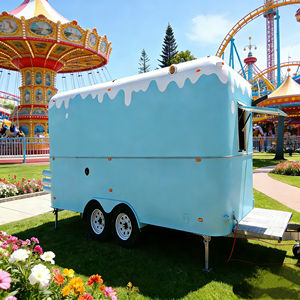 Carrito de Comida Móvil de Acero Inoxidable Azul Claro con 4 Ruedas, Diseño de Goteo de Crema, 2 Años de Garantía, para Venta de Aperitivos y Bebidas en Parques de Atracciones - Product Image 2