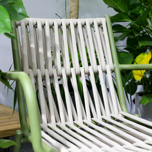 Chaise de jardin moderne en aluminium vert avec corde à séchage rapide et durable pour les repas en plein air, les parcs, les cours et les fermes. - Product Image 2