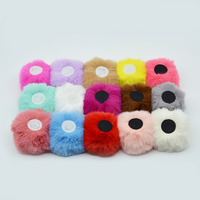 Pompon en fausse fourrure personnalisé avec support en feutre, boule de fourrure pouvant être transformée pour emballage cadeau, jouet, vêtement, accessoire capillaire